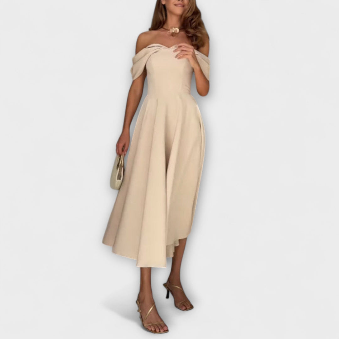 Romy - Chic off-the-shoulder maxi šaty s drapovaním
