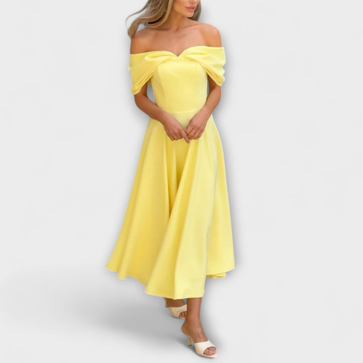 Romy - Chic off-the-shoulder maxi šaty s drapovaním