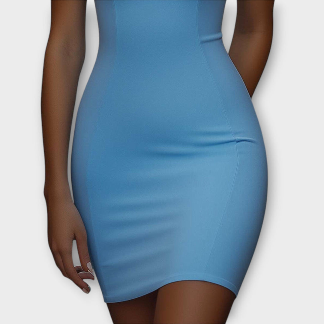 Maja - Modrá elastická bodycon mini šaty