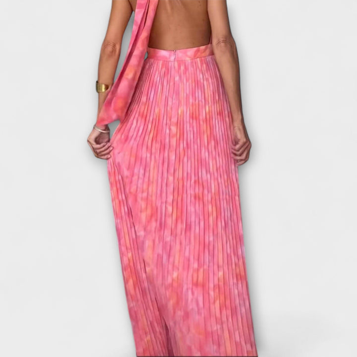 Seraphina - Elegantné Maxi Oblečenie s Halter Golierom a V Výrezom