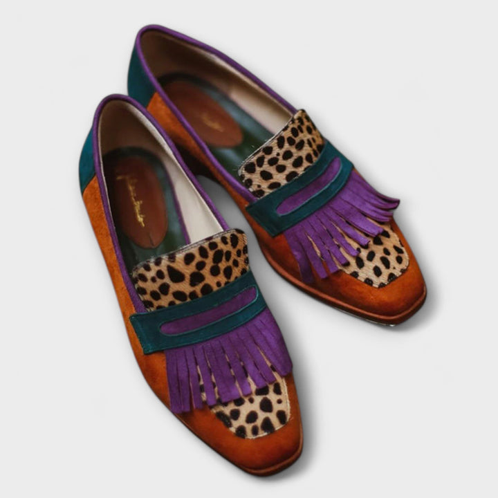 Fallon – Hnedé mokasíny s leopardím vzorom