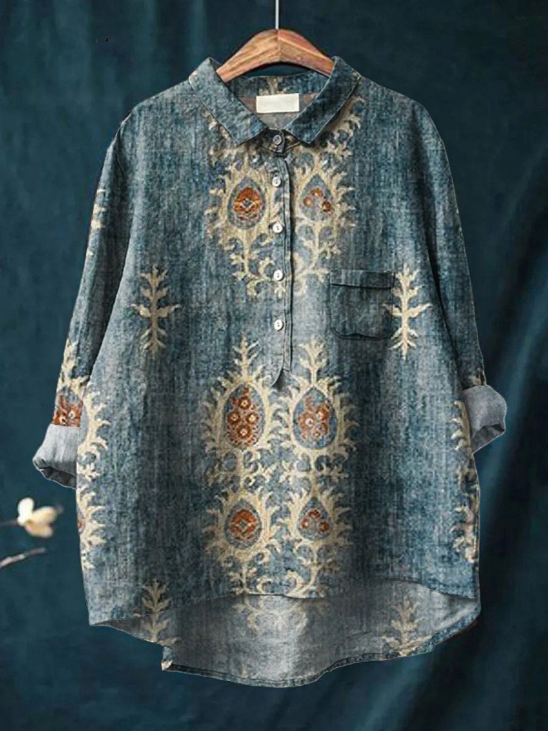 Daisy | Dámska vintage etnická kvetinová potlač voľný top