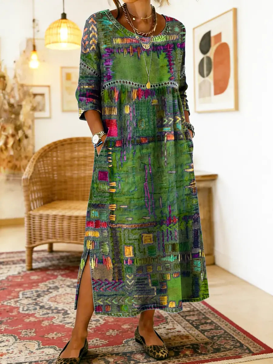 Vilma | Džínová sukňa s etnickým patchwork vzorom