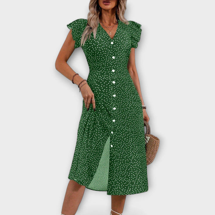 Elegantná Midi Šaty s Bodkami