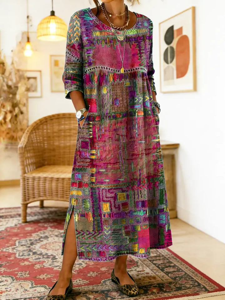 Vilma | Džínová sukňa s etnickým patchwork vzorom