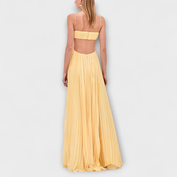 Mireille - Elegantné Maxi Šaty s Plisovaním a Výrezmi