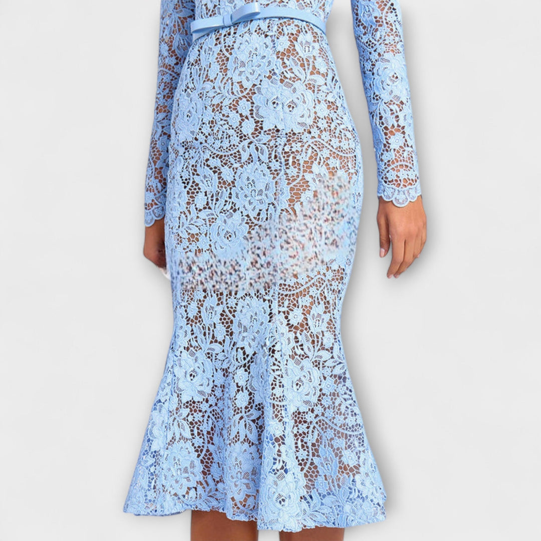 Freya - Elegantné Midi Oblečenie z Kvetinovej Čipky