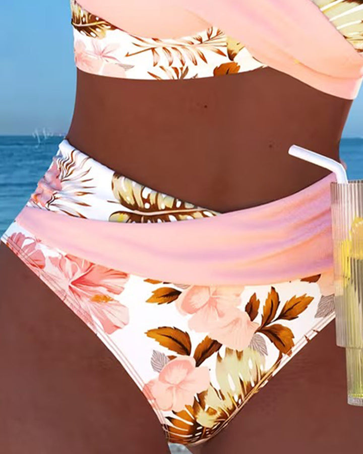Bini - Bikiny s kontrastným kvetinovým vzorom a rozparkom