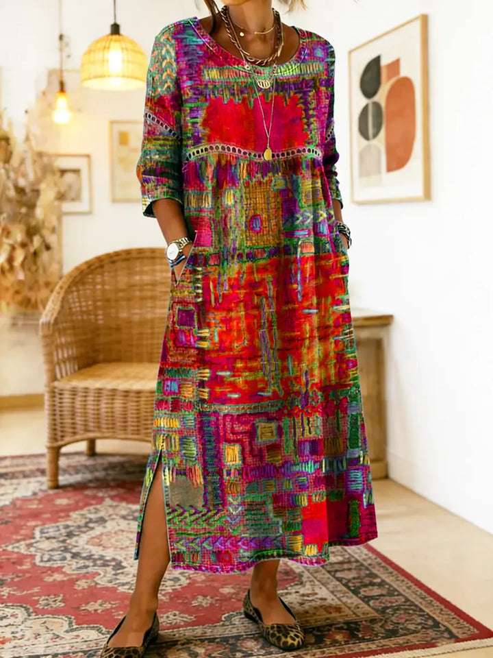 Vilma | Džínová sukňa s etnickým patchwork vzorom