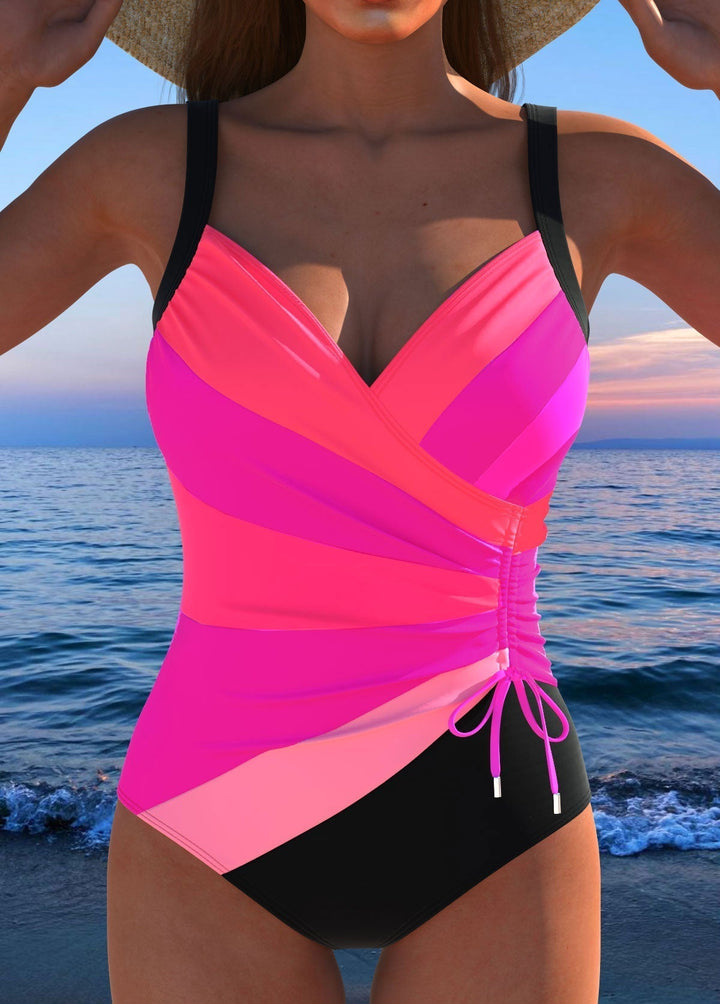 Lia - Luxusný surplice plavky s farebným potlačou