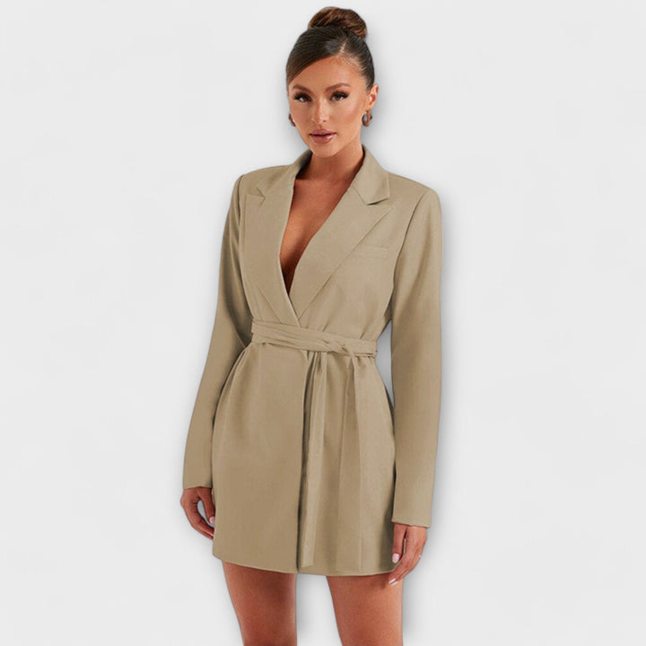 Blazer šaty s V-výstrihom