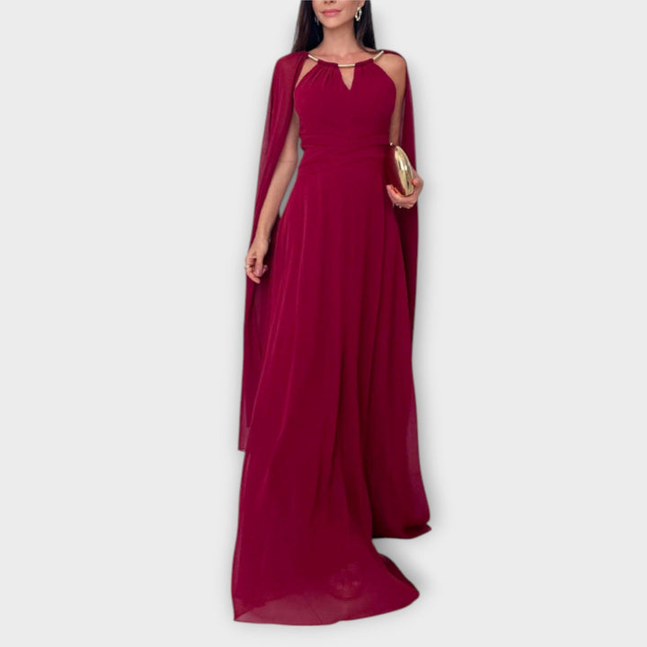 Mabel - Elegantné maxi šaty s plášťom a vysokým rozparkom
