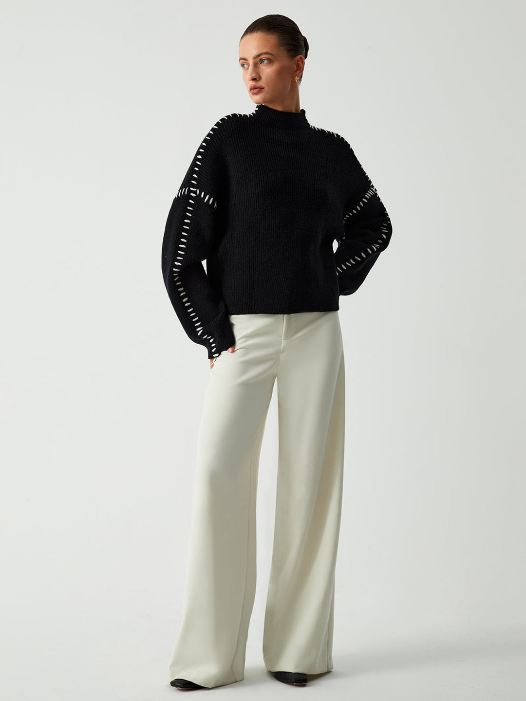 Alma | Oversize-Dolcevita pulover s Piqué detajli