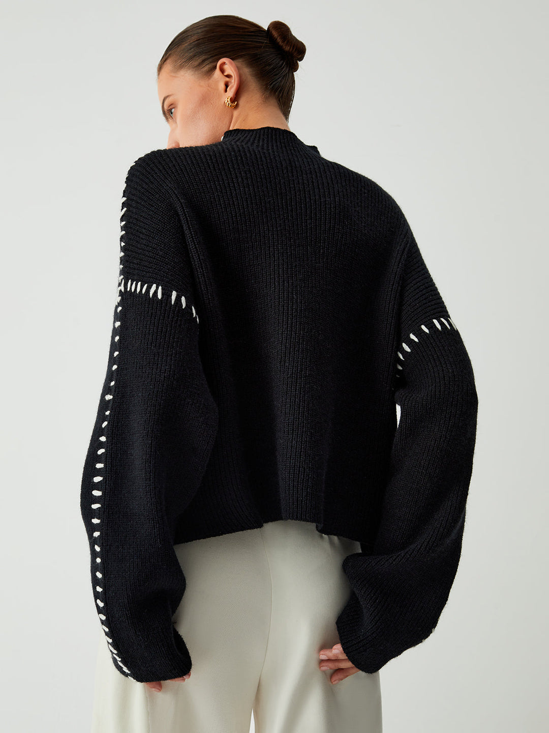 Alma | Oversize-Dolcevita pulover s Piqué detajli