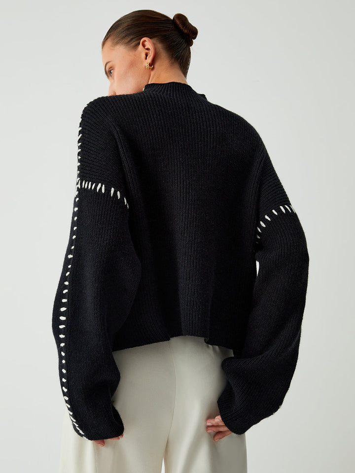 Alma | Oversize-Dolcevita pulover s Piqué detajli