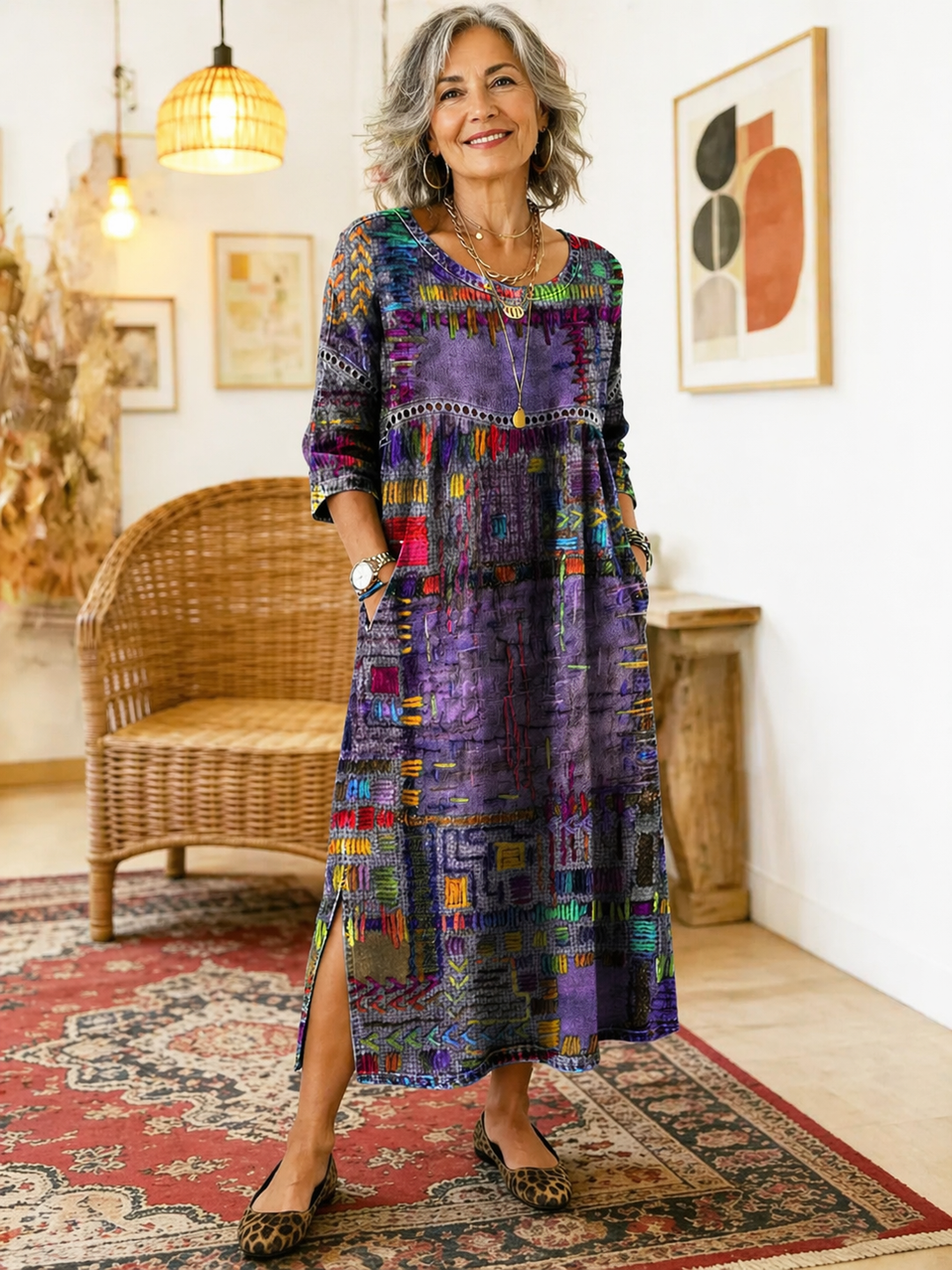 Vilma | Džínová sukňa s etnickým patchwork vzorom