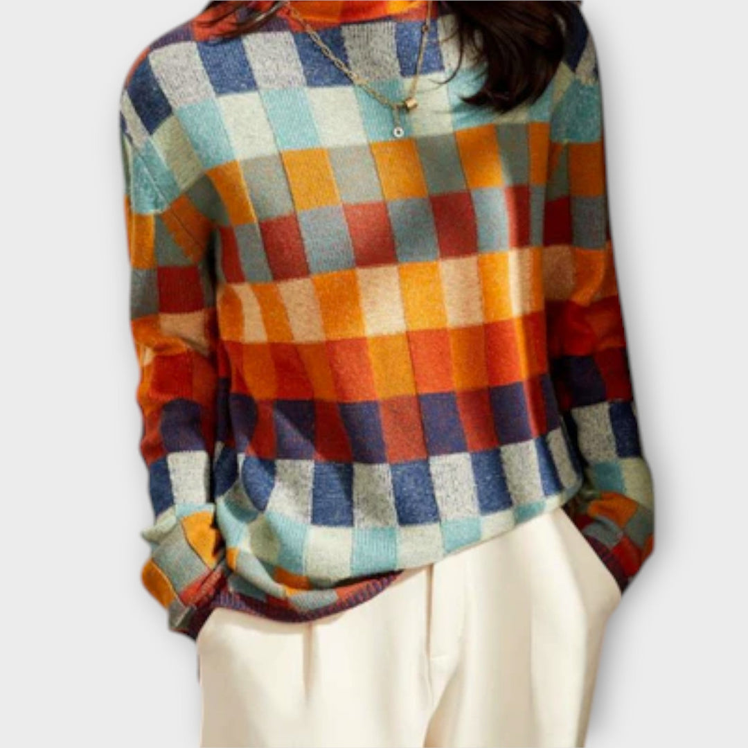 Erika – Pulóver s patchwork vzorom