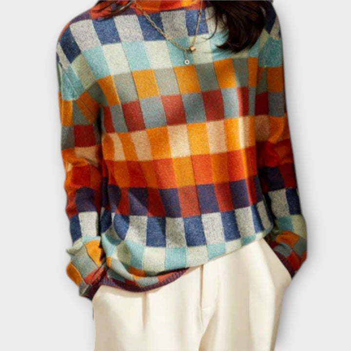 Erika – Pulóver s patchwork vzorom