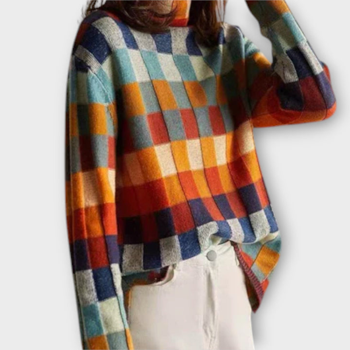 Erika – Pulóver s patchwork vzorom