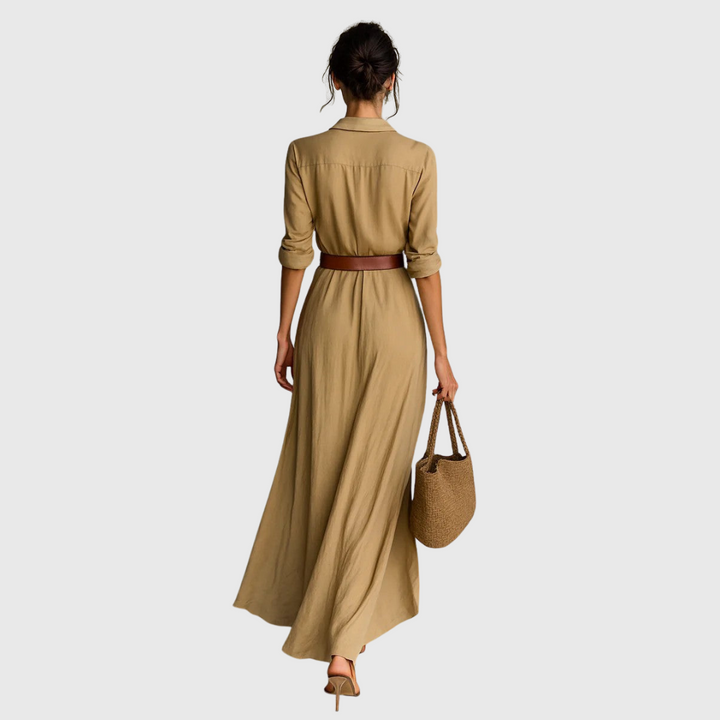 Thames – Elegantne zavinovací maxi obleke