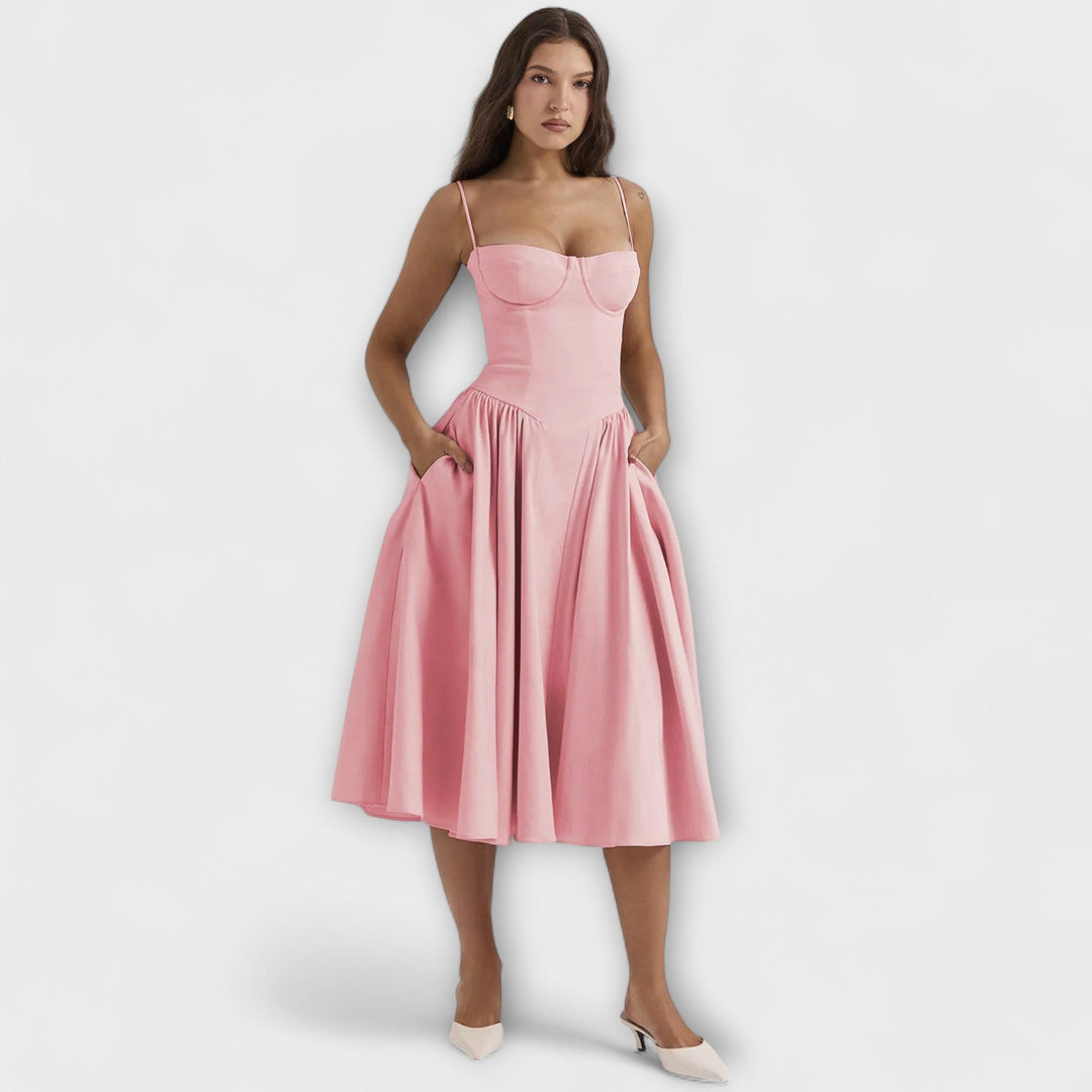 Rosalie - Elegantná bezrukávová korzetová šaty
