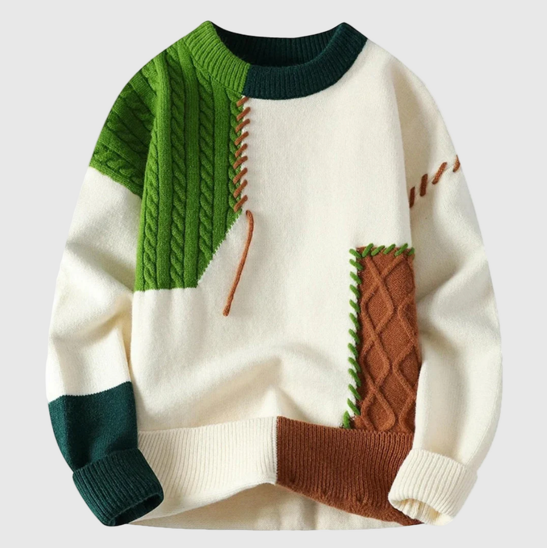 Jordán – Pletený sveter s patchwork vzorom