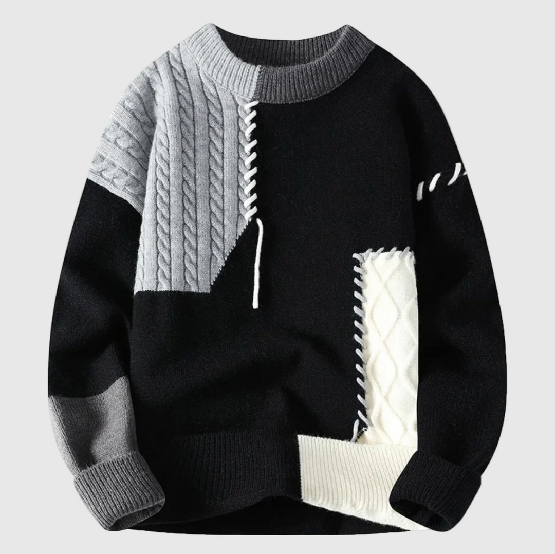 Jordán – Pletený sveter s patchwork vzorom