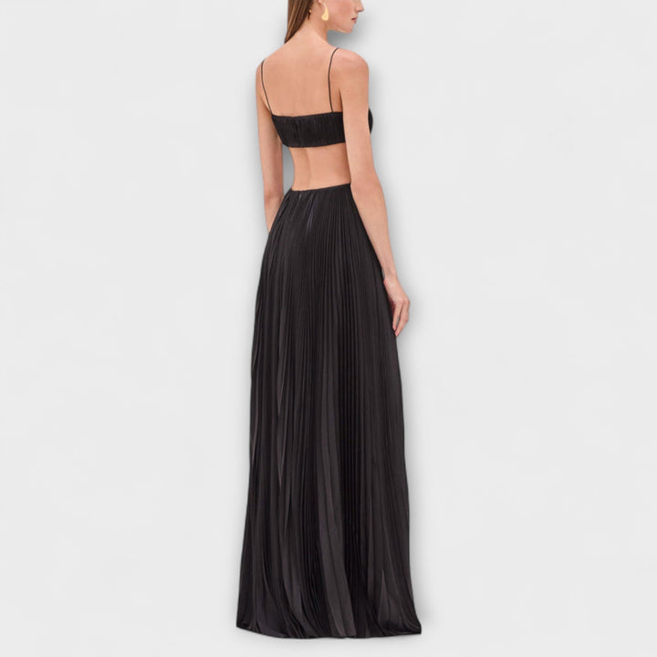 Mireille - Elegantné Maxi Šaty s Plisovaním a Výrezmi