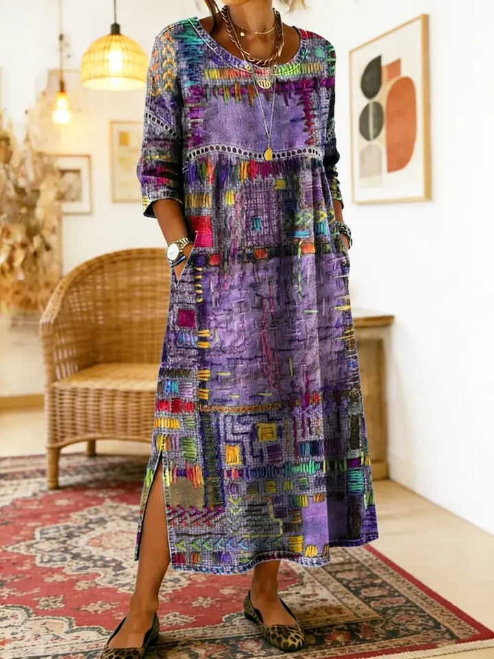 Vilma | Džínová sukňa s etnickým patchwork vzorom