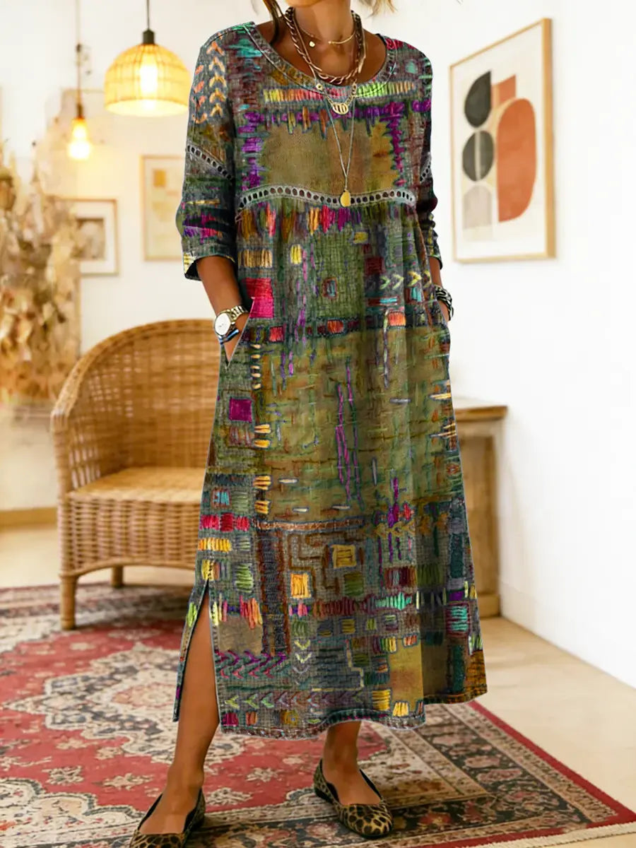 Vilma | Džínová sukňa s etnickým patchwork vzorom