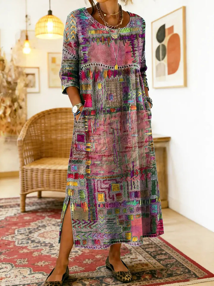 Vilma | Džínová sukňa s etnickým patchwork vzorom