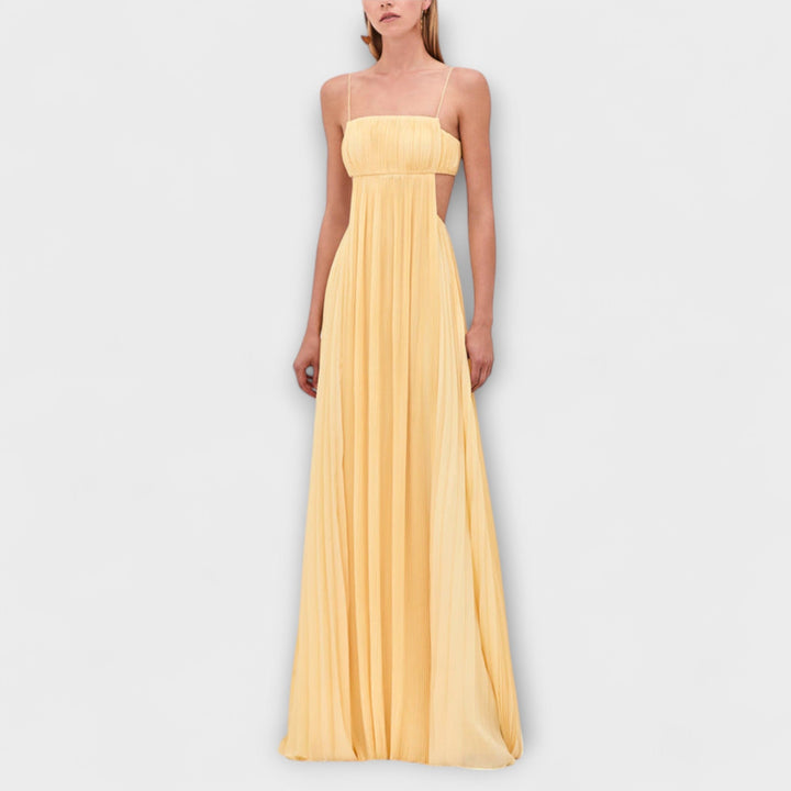 Mireille - Elegantné Maxi Šaty s Plisovaním a Výrezmi