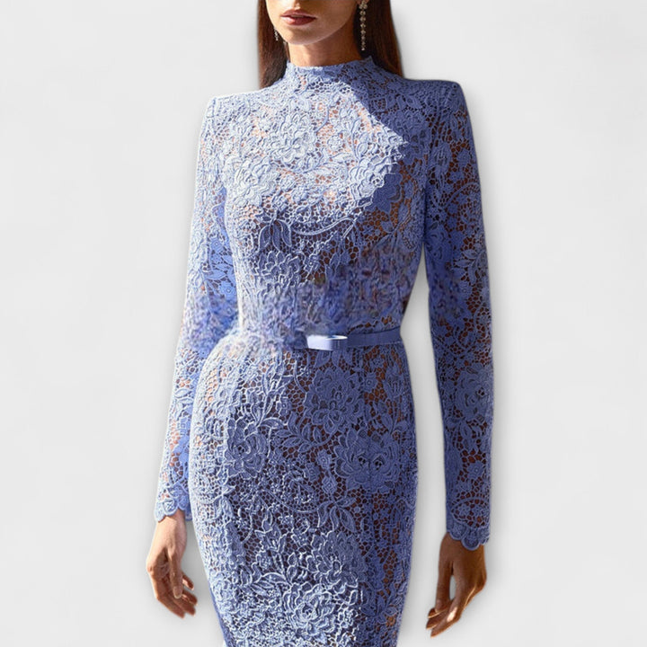 Freya - Elegantné Midi Oblečenie z Kvetinovej Čipky