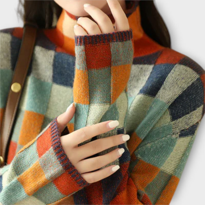 Erika – Pulóver s patchwork vzorom
