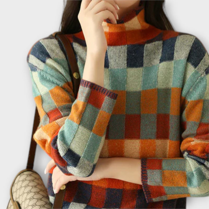 Erika – Pulóver s patchwork vzorom