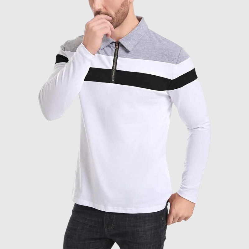 Ábel - Elegantný pulóver so zipsom a pruhmi