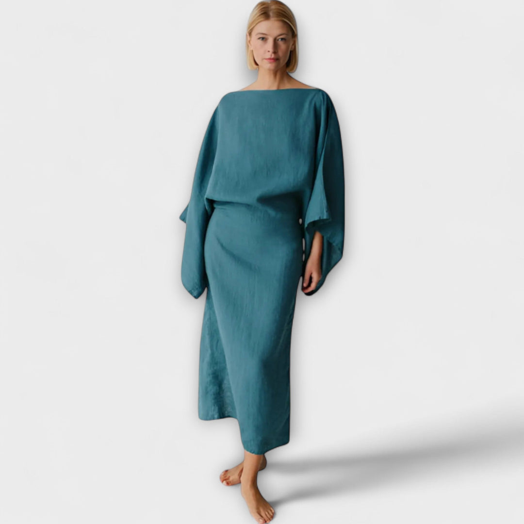 Dana - Kimono šaty vyrobené z ľanu a bavlny