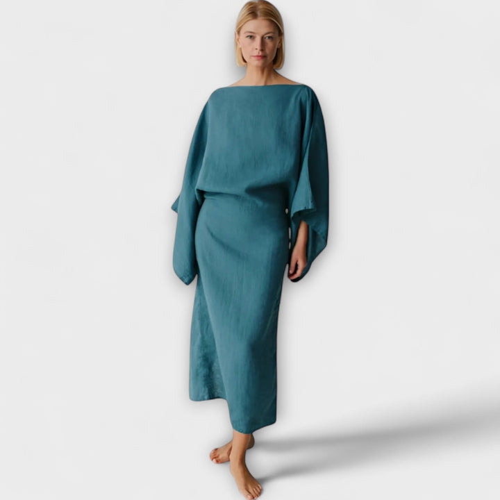 Dana - Kimono šaty vyrobené z ľanu a bavlny