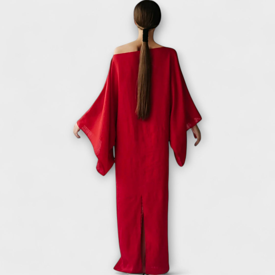 Dana - Kimono šaty vyrobené z ľanu a bavlny